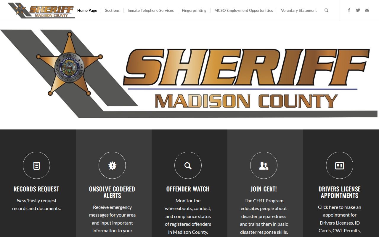 Madison County criminal records on the sheriff office website