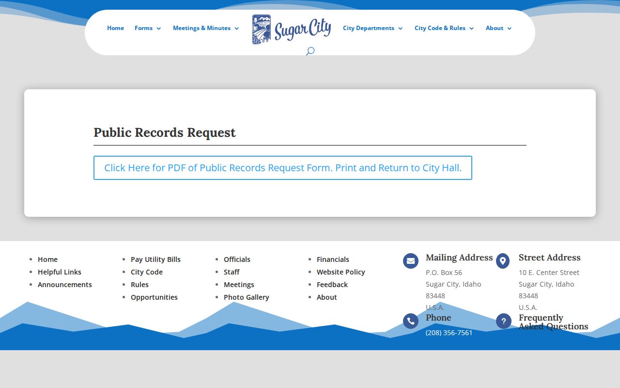 Sugar City criminal records print and return instructions